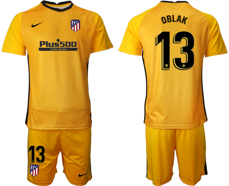 2021 Men Atletico Madrid yellow goalkeeper #13 soccer jerseys